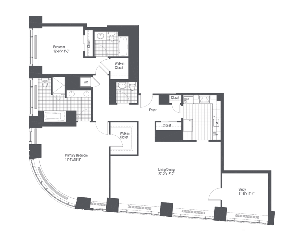 Penthouse – 2 Bed + Study, 2.5 Bath (Style K)