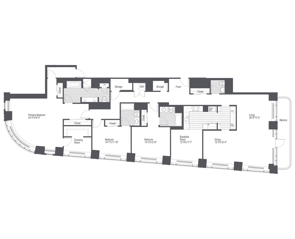 Penthouse – 3 Bedrooms, 3.5 Baths (Style O)